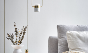SEED Design Ling LED White and Brass Pendant