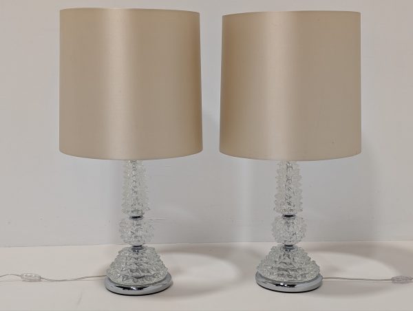 Porta Romana Murano Glass Lamps Pair