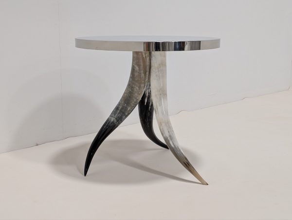 Horn Base Polished Nickel Side Table - Image 10