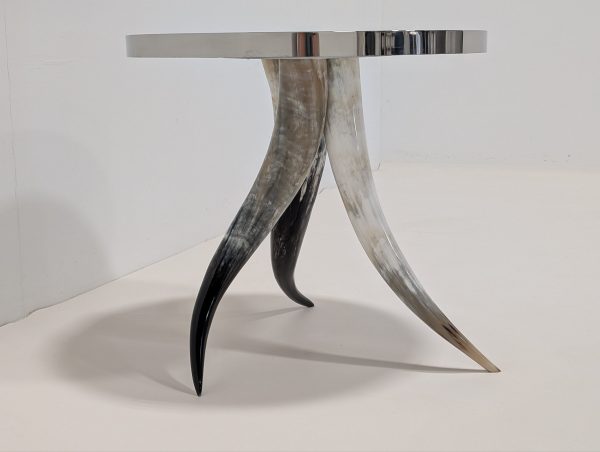 Horn Base Polished Nickel Side Table