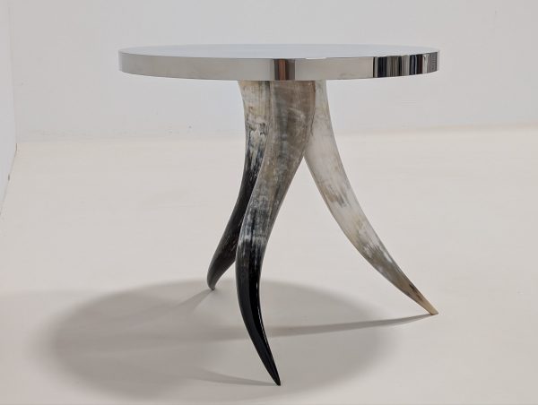 Horn Base Polished Nickel Side Table - Image 2