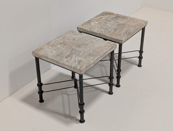Stone Side Tables Pair