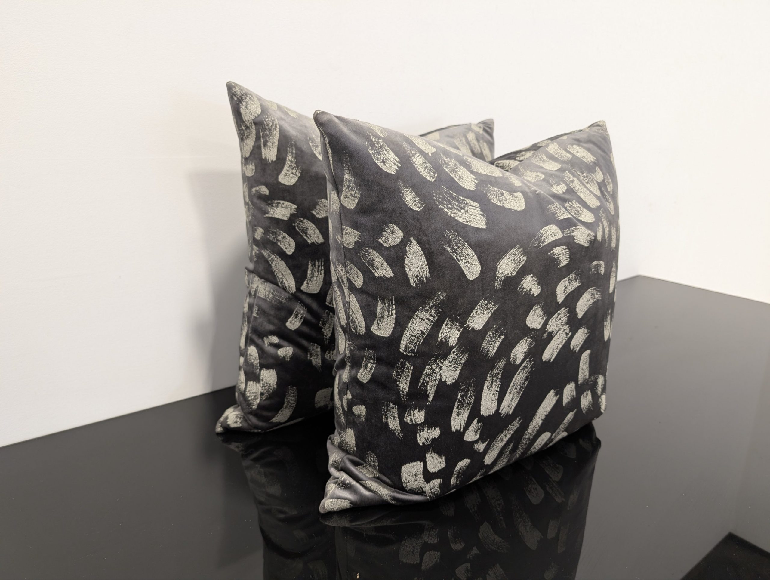 John Lewis Velvet Grey Cushions pair - Image 3