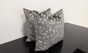 John Lewis Velvet Grey Cushions pair