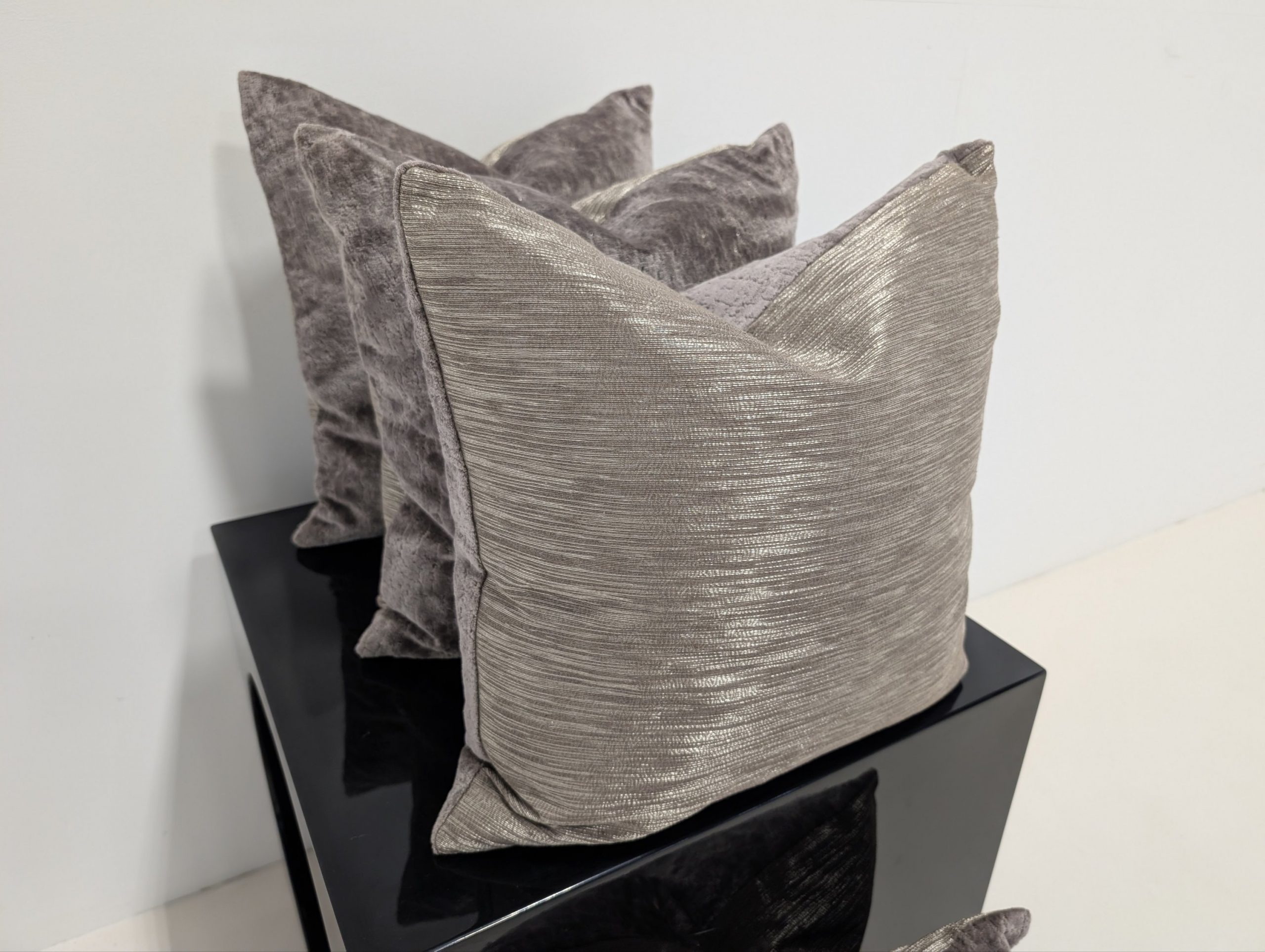 X4 Two tone Silver Stripe Cushions - Image 9