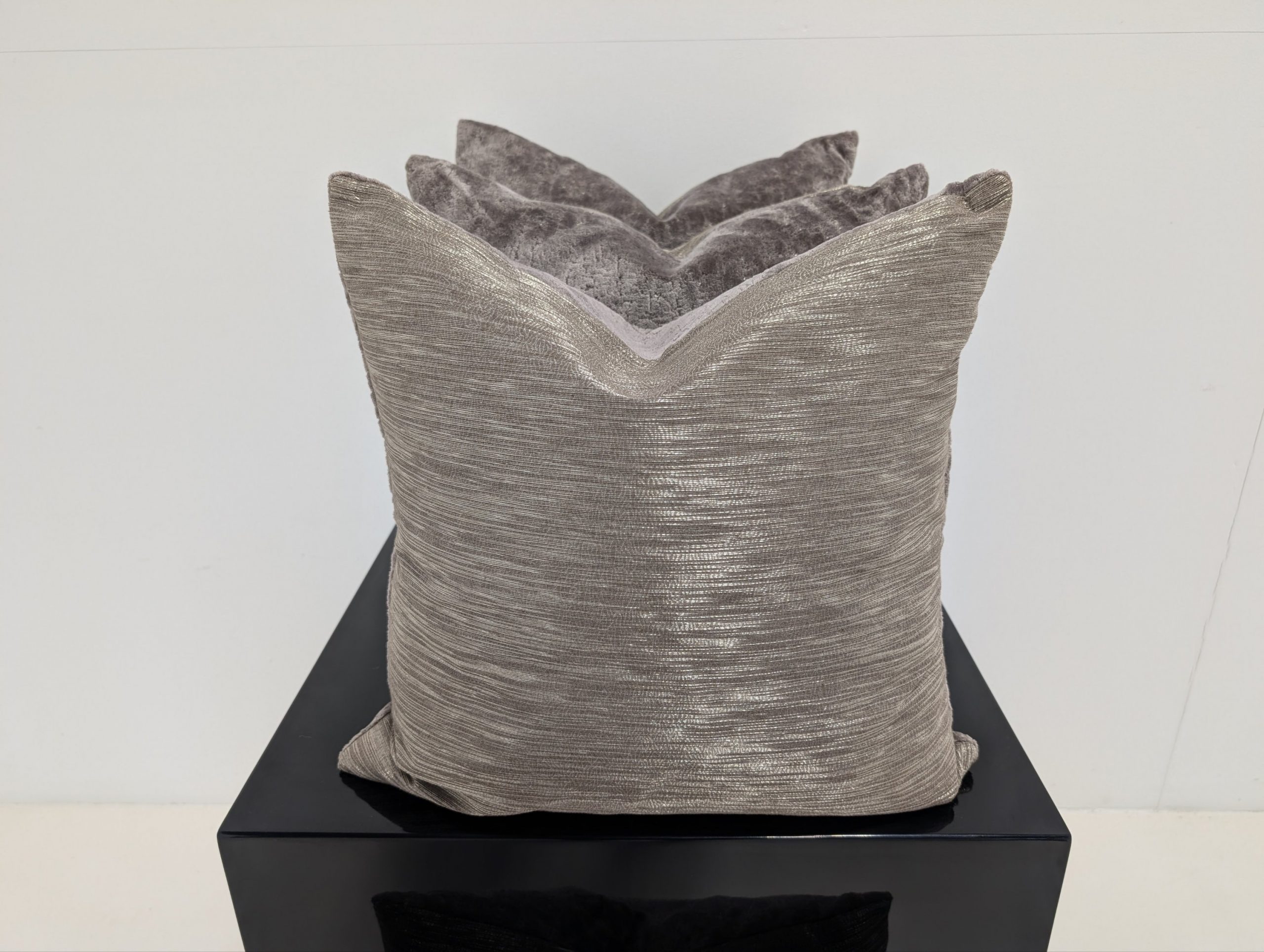 X4 Two tone Silver Stripe Cushions - Image 8