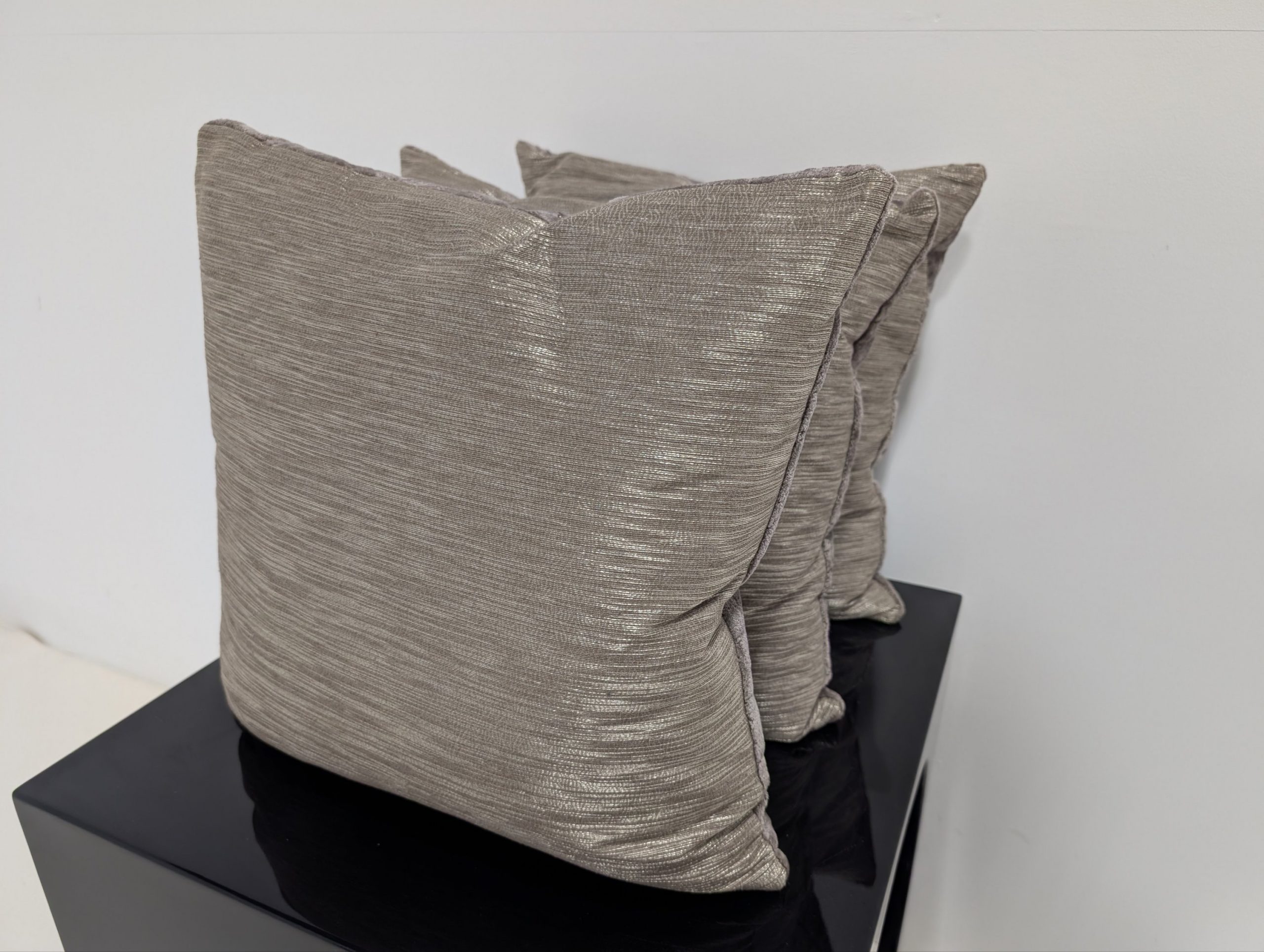 X4 Two tone Silver Stripe Cushions - Image 5