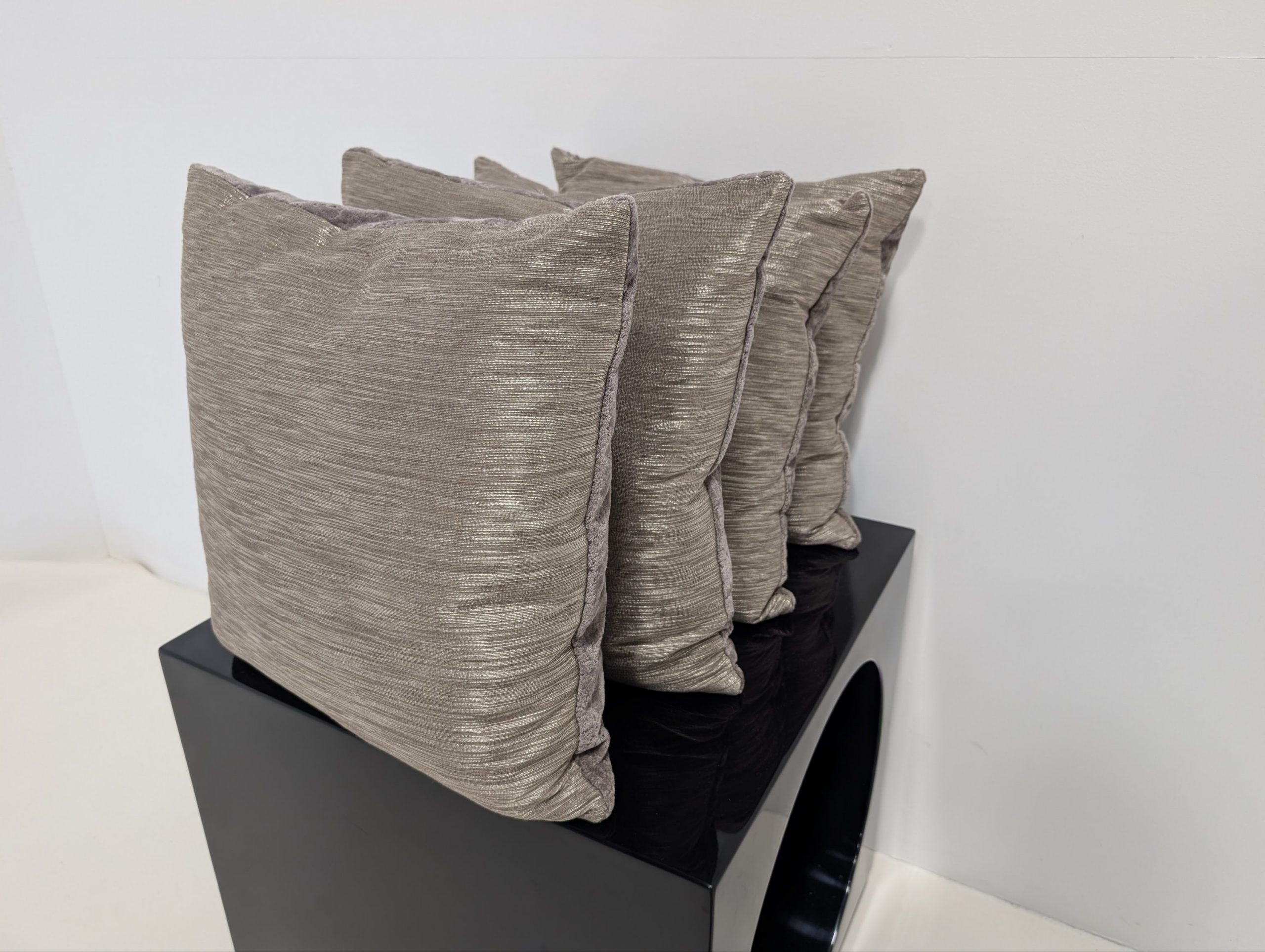 X4 Two tone Silver Stripe Cushions - Image 4