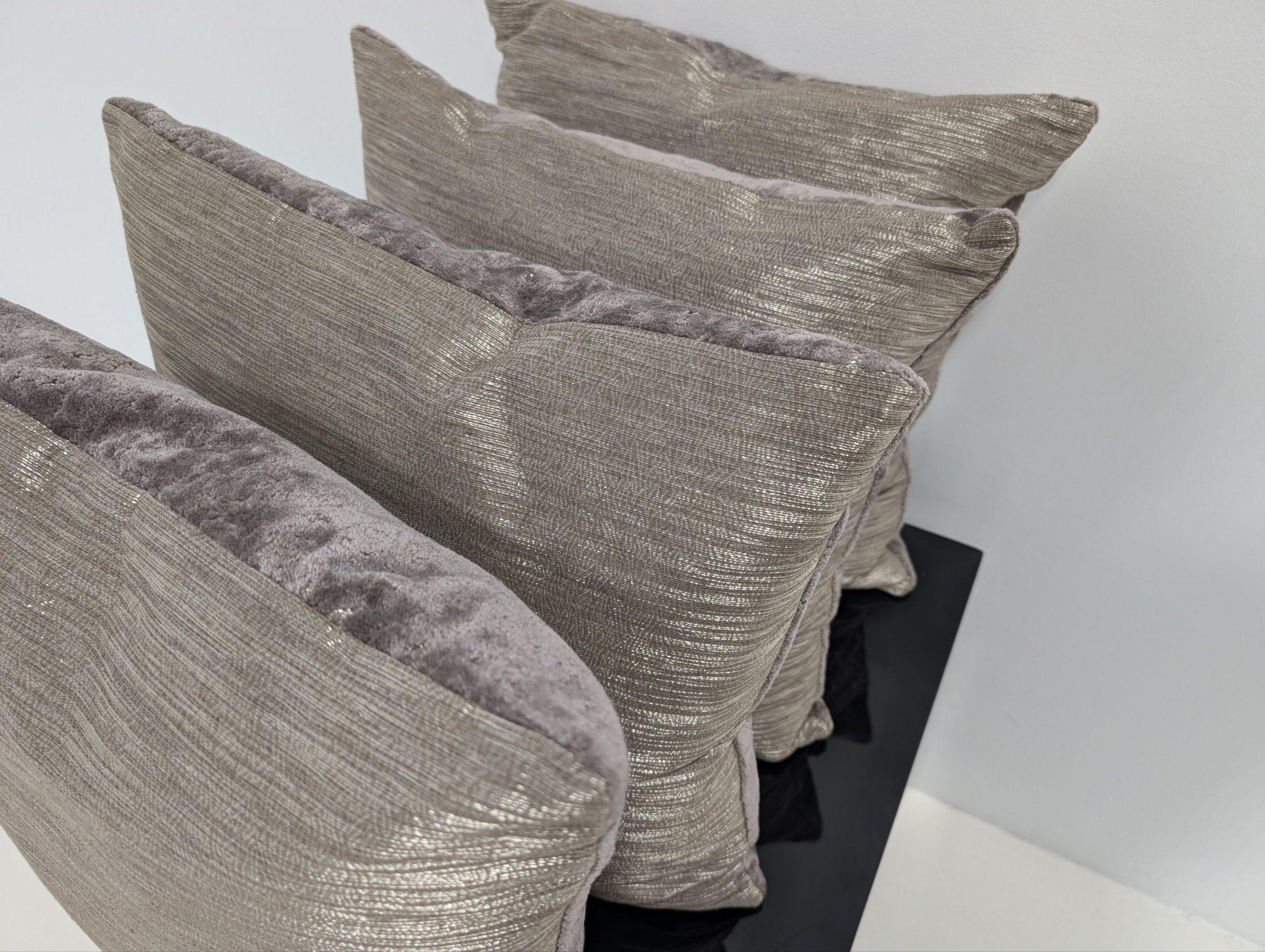 X4 Two tone Silver Stripe Cushions - Image 3