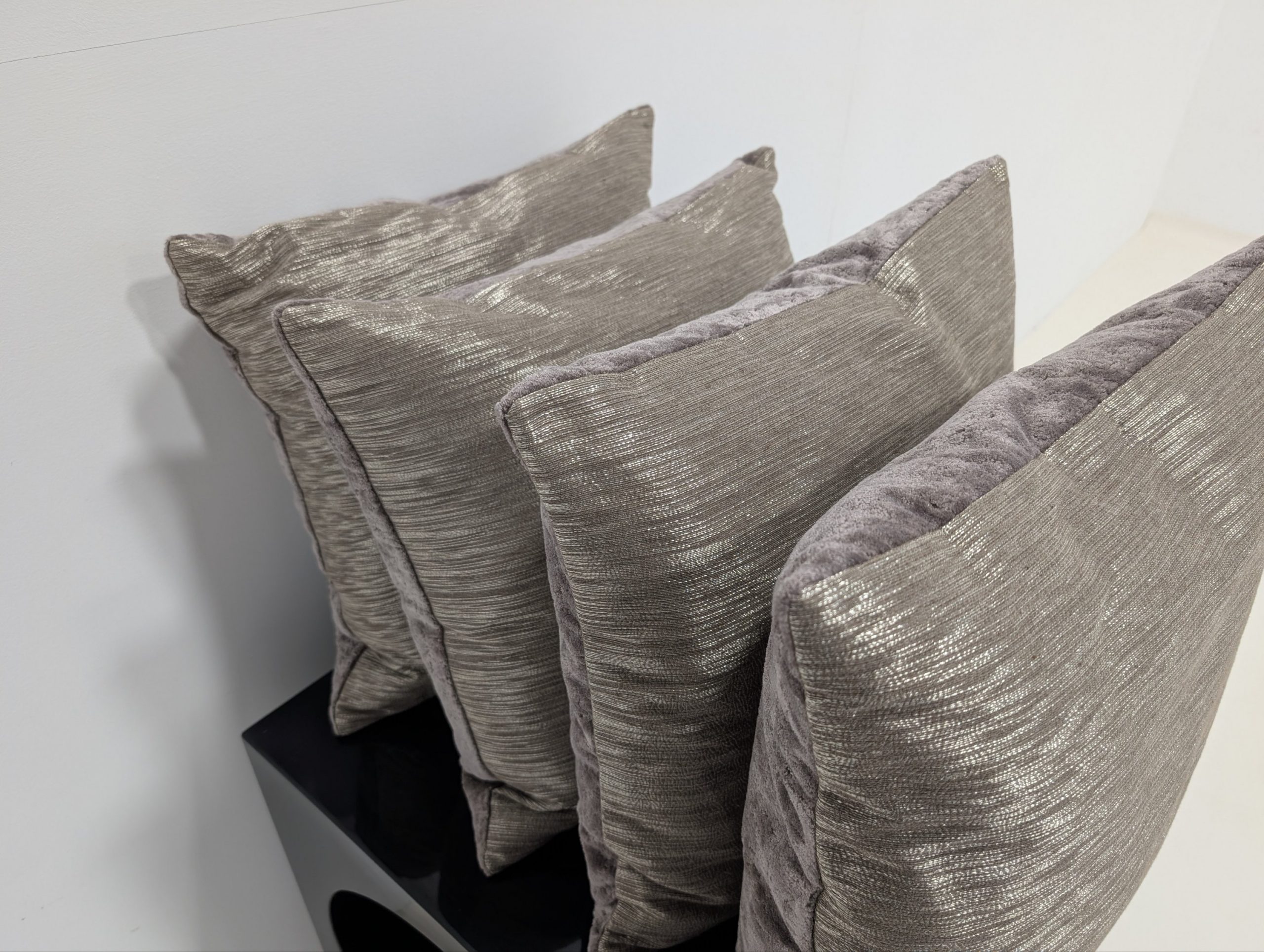 X4 Two tone Silver Stripe Cushions - Image 2