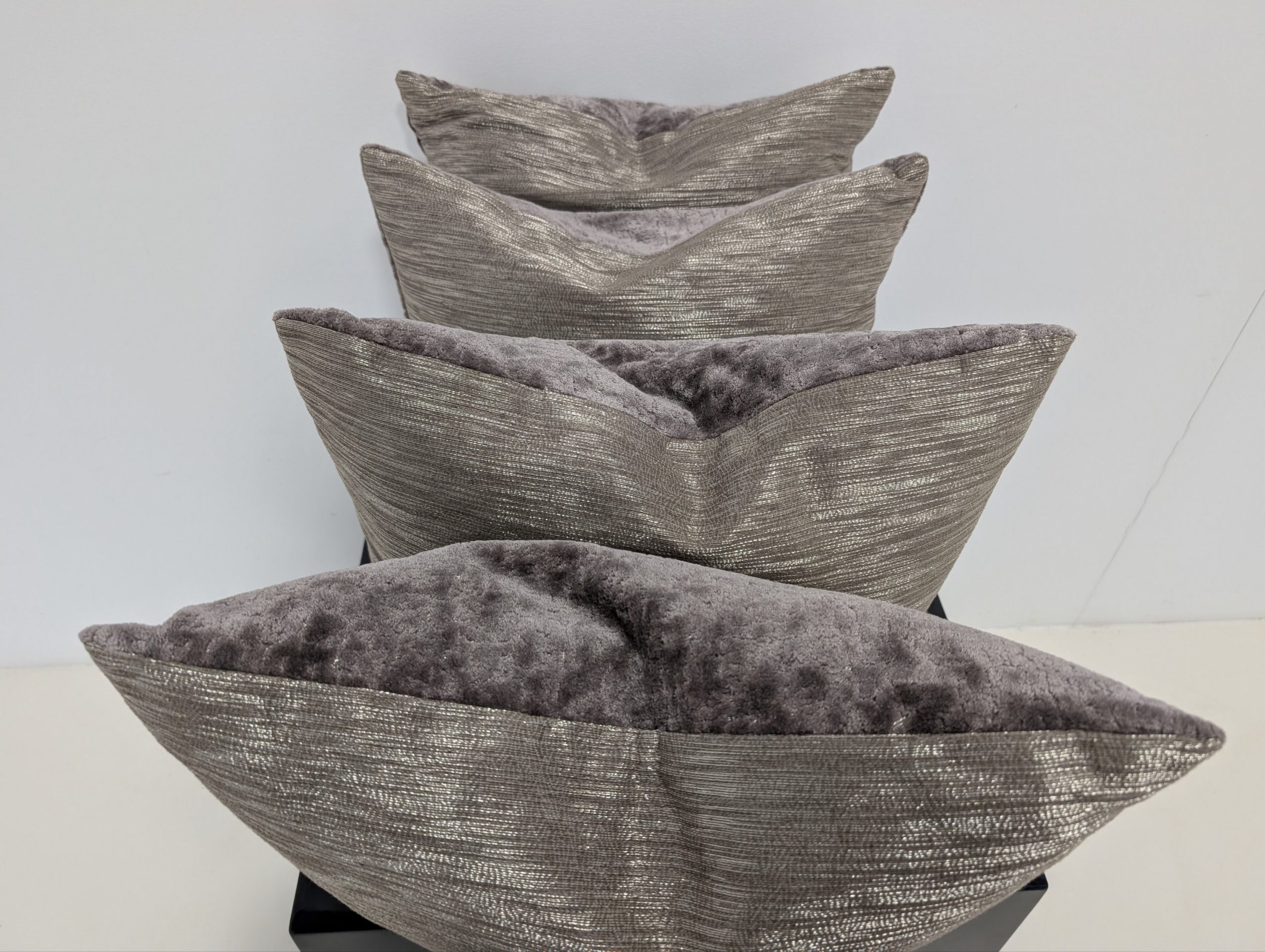 X4 Two tone Silver Stripe Cushions